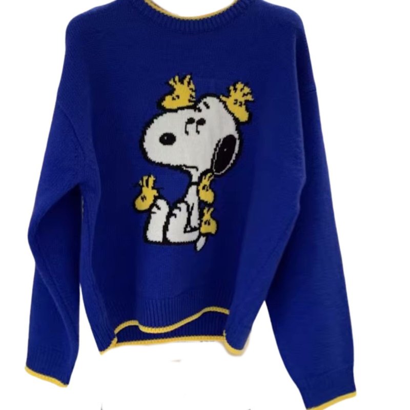 画像5: Snoopy & Woodstock knitted crew neck sweater knitted 　スヌーピー＆ウッドストック編み込み丸首クールネックセータープルオーバー (5)