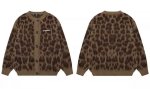 画像4: Unisex Leopard print crew neck mohair cardigan jacket knit sweater  男女兼用レオパード ヒョウ柄ウンドネック カーディガンジャケットセーター (4)