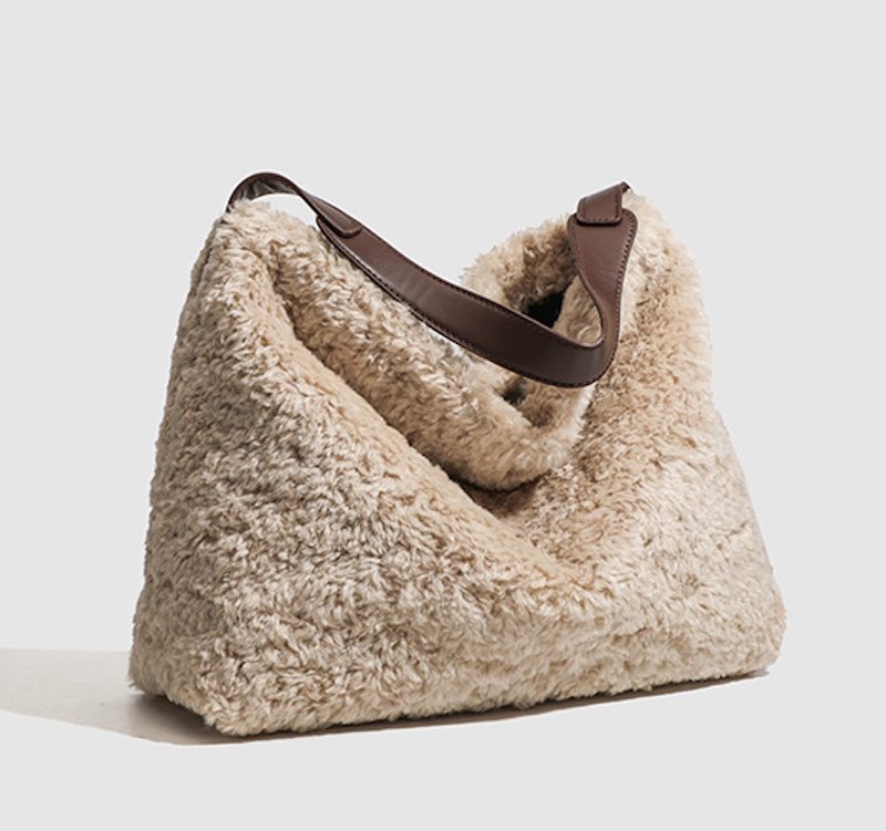 画像3: Fluffy wool one-shoulder tote bag　フワフワ羊毛ワンショルダートートショルダーバッグ (3)