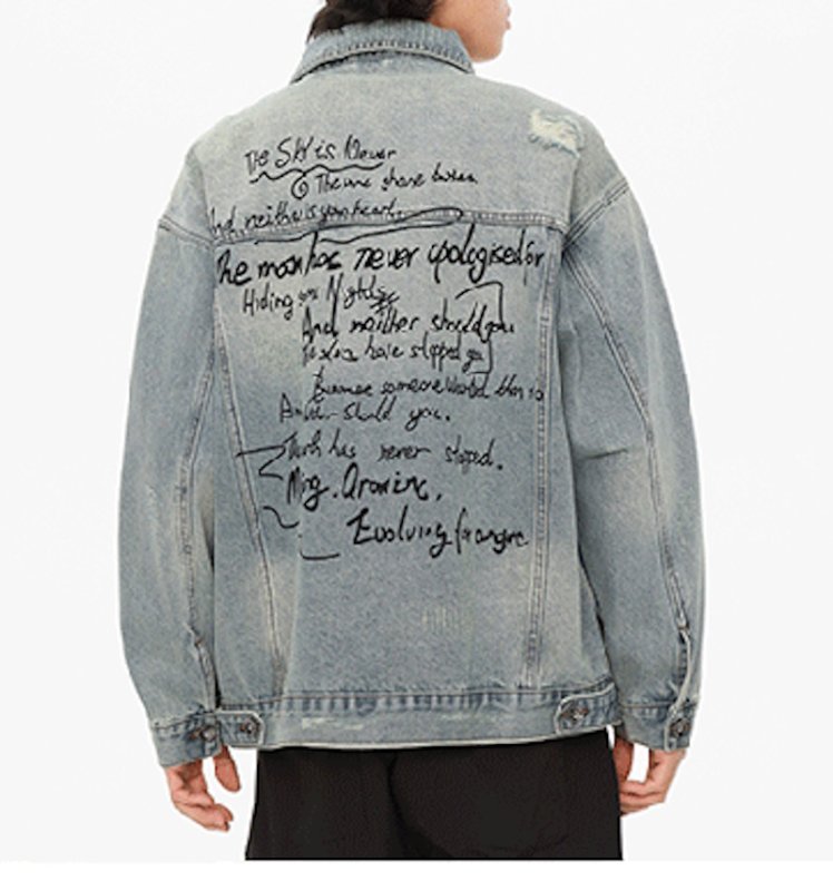 画像3: Message Letter Damaged Denim Jacket　ユニセックス 男女兼用 メッセージレターダメージウォッシュデニムGジャンジャケット (3)