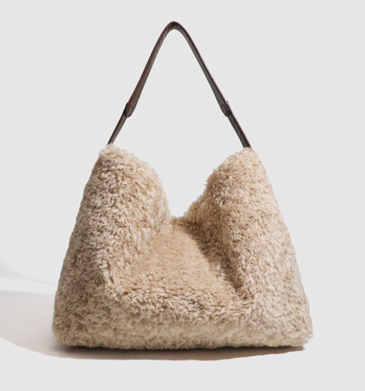 画像6: Fluffy wool one-shoulder tote bag　フワフワ羊毛ワンショルダートートショルダーバッグ (6)