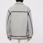 画像2: Low-cut roller dyed piping oversized denim jacket　ユニセックス 男女兼用パイピングデニムGジャンジャケット (2)