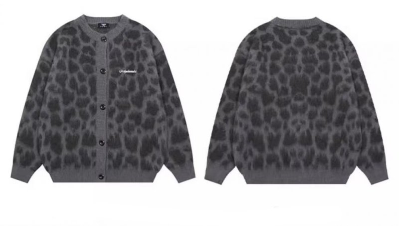 画像5: Unisex Leopard print crew neck mohair cardigan jacket knit sweater  男女兼用レオパード ヒョウ柄ウンドネック カーディガンジャケットセーター (5)