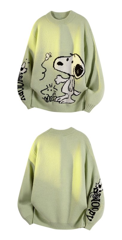 画像10: Unisex Snoopy & Woodstock & Butterfly Knitted Round Neck Thick Sweater knit  男女兼用スヌーピー＆ウッドストック&蝶編み込みラウンドネック厚手セーター (10)