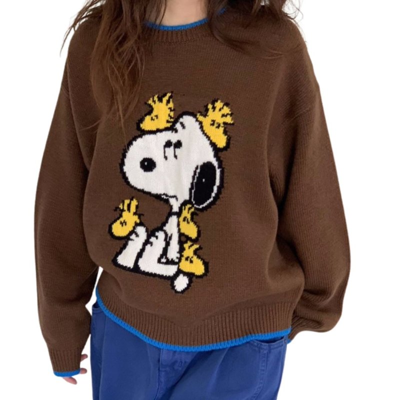 画像6: Snoopy & Woodstock knitted crew neck sweater knitted 　スヌーピー＆ウッドストック編み込み丸首クールネックセータープルオーバー (6)