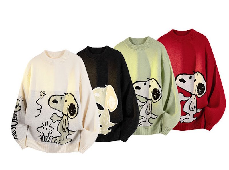 画像5: Unisex Snoopy & Woodstock & Butterfly Knitted Round Neck Thick Sweater knit  男女兼用スヌーピー＆ウッドストック&蝶編み込みラウンドネック厚手セーター (5)