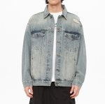 画像4: Message Letter Damaged Denim Jacket　ユニセックス 男女兼用 メッセージレターダメージウォッシュデニムGジャンジャケット (4)