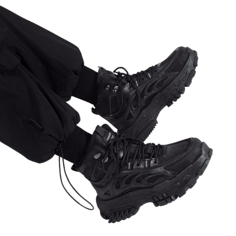 画像5: Unisex Chunky sole leather lace-up high-top sneaker boots　男女兼用ユニセックスチャンキーソールレザーレースアップハイカットスニーカーブーツ (5)