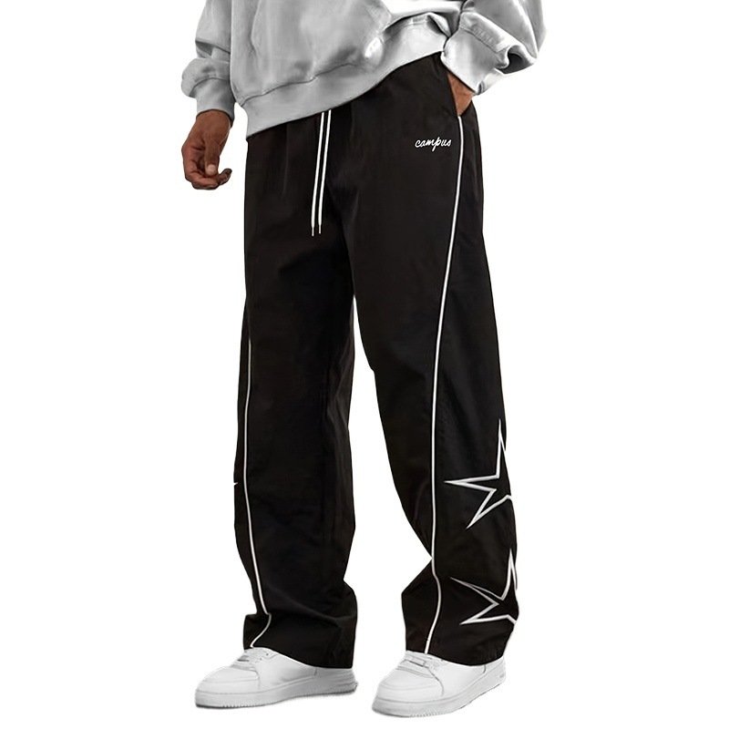 画像1:  Unisex Star Point Casual Wide Leg Pants Nylon Pant ユニセックス 男女兼用スターポイントカジュアルワイドレッグパンツ (1)