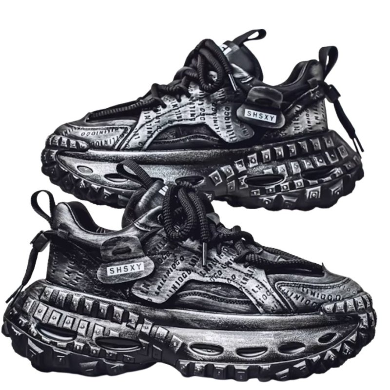 画像4: Unisex Thick-soled lace-up dad sneakers　男女兼用 ユニセックス厚底レースアップ ダッドスニーカー (4)