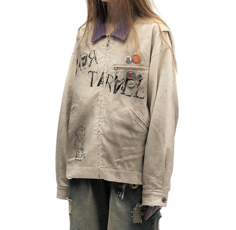 画像6: Dark Cross Graffiti Print Swing Top Jacket Coat　ユニセックス 男女兼用ダーククロス落書きプリントスイングトップジャケットコート (6)