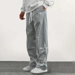 画像2:  Unisex Star Point Casual Wide Leg Pants Nylon Pant ユニセックス 男女兼用スターポイントカジュアルワイドレッグパンツ (2)