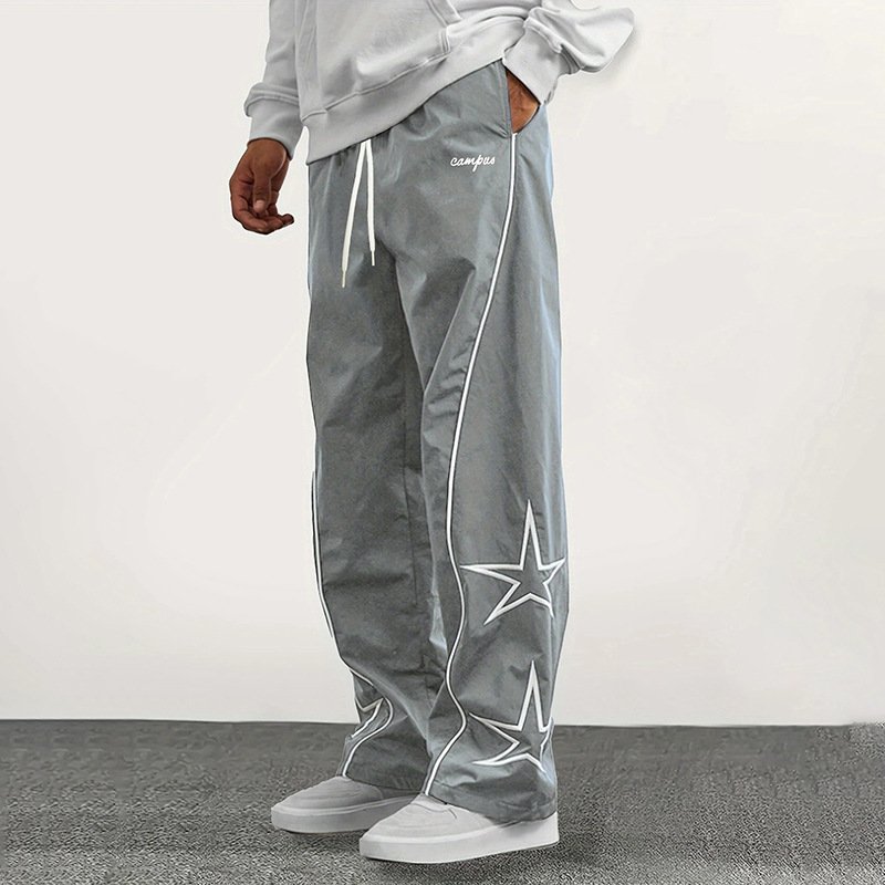画像2:  Unisex Star Point Casual Wide Leg Pants Nylon Pant ユニセックス 男女兼用スターポイントカジュアルワイドレッグパンツ (2)