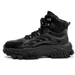 画像1: Unisex Chunky sole leather lace-up high-top sneaker boots　男女兼用ユニセックスチャンキーソールレザーレースアップハイカットスニーカーブーツ (1)