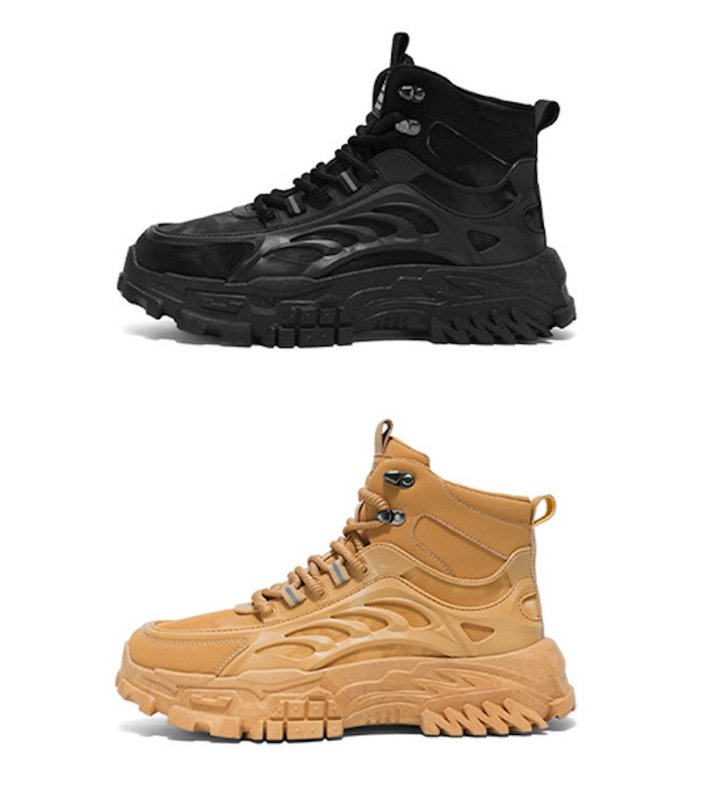 画像3: Unisex Chunky sole leather lace-up high-top sneaker boots　男女兼用ユニセックスチャンキーソールレザーレースアップハイカットスニーカーブーツ (3)