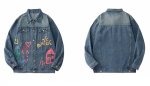 画像3: Colorful hand-drawn doodle Denim Jacket　ユニセックス 男女兼用 カラフル落書きデニムGジャンジャケット (3)