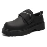 画像1: UnisexThick-soled zip leather short boot loafers 　男女兼用ユニセックスチャンキーソールレザージップ付き厚底ショートブーツローファー (1)