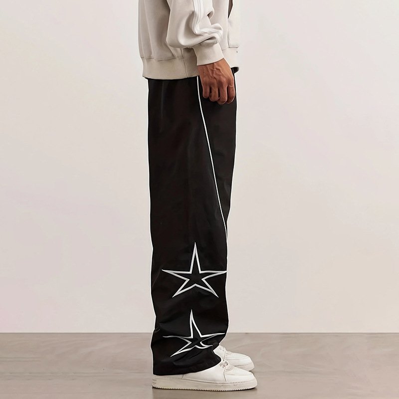 画像5:  Unisex Star Point Casual Wide Leg Pants Nylon Pant ユニセックス 男女兼用スターポイントカジュアルワイドレッグパンツ (5)