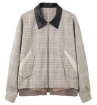 画像1: Houndstooth Collar Leather Swing Top Jacket　ユニセックス 男女兼用千鳥格子襟レザースイングトップジャケットコート (1)