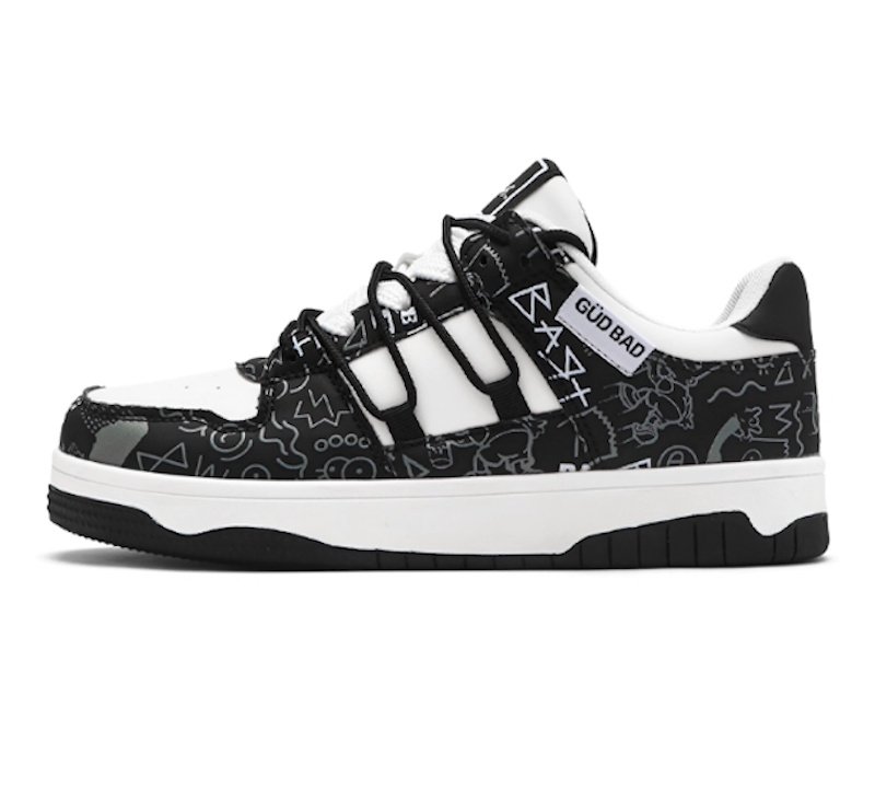 画像1: Unisex Leather The Simpsons Graffiti Lace-Up Sneakers　男女兼用 ユニセックスシンプソンズグラフィティレザーレースアップ スニーカー (1)