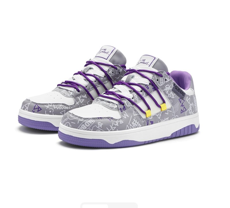 画像4: Unisex Leather The Simpsons Graffiti Lace-Up Sneakers　男女兼用 ユニセックスシンプソンズグラフィティレザーレースアップ スニーカー (4)