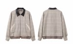 画像2: Houndstooth Collar Leather Swing Top Jacket　ユニセックス 男女兼用千鳥格子襟レザースイングトップジャケットコート (2)