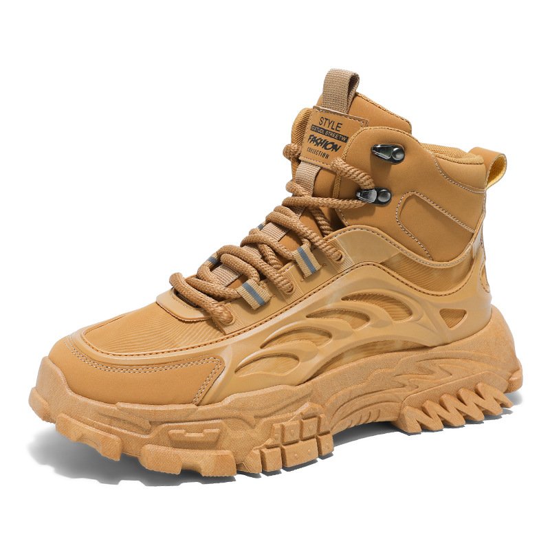 画像2: Unisex Chunky sole leather lace-up high-top sneaker boots　男女兼用ユニセックスチャンキーソールレザーレースアップハイカットスニーカーブーツ (2)