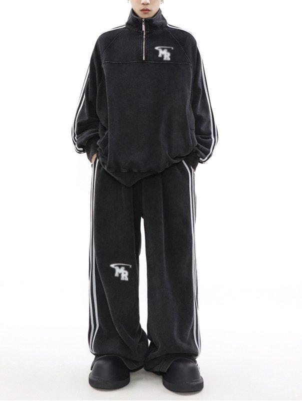 画像9: Unisex Men& Women MR 3Line Stand Collar Sweatsuit jacket and Pants Set  MR3ラインスタンドカラーハーフジップセットアップユニセックス男女兼用 ジャケット＆パンツセット (9)