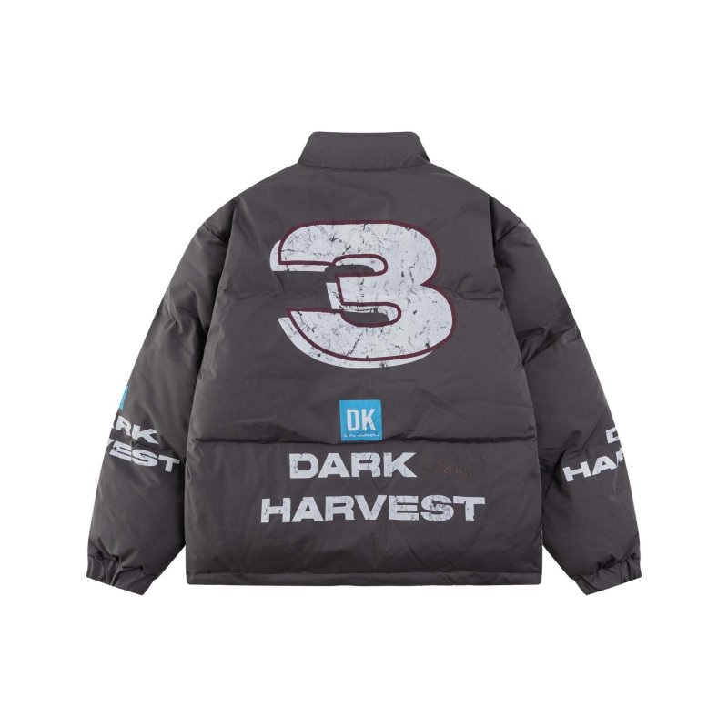 画像7: DARK HARVEST Alphabet Print Stand Collar Down Jacket　ユニセックス 男女兼用アルファベットレターペイント ダウンジャケットコート ジャンパー スタジャン  (7)