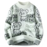 画像1: Unisex BE@RBRICK x KAWS knitted round neck sweater   男女兼用ベアブリック&カウズ編み込みラウンドネック厚手セーターニット (1)