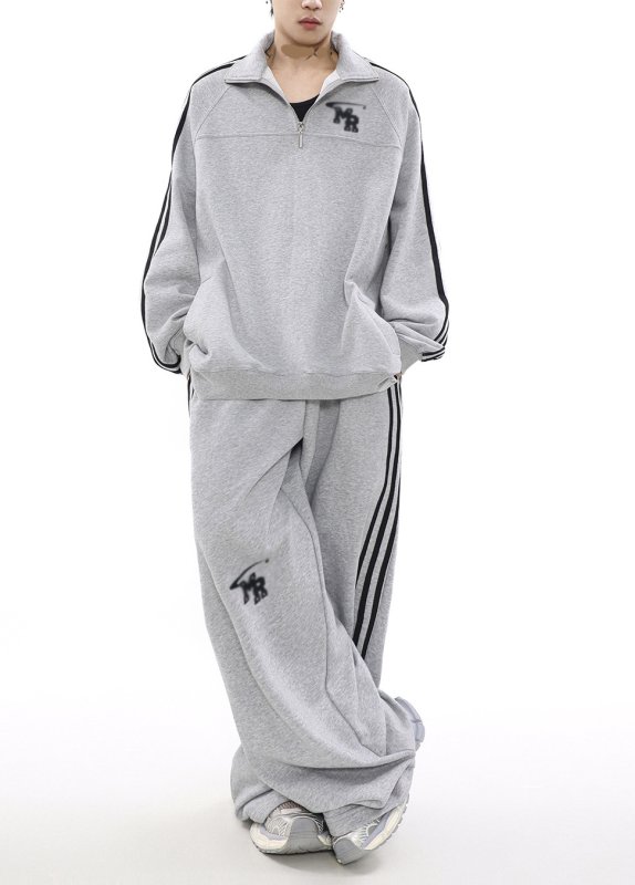 画像6: Unisex Men& Women MR 3Line Stand Collar Sweatsuit jacket and Pants Set  MR3ラインスタンドカラーハーフジップセットアップユニセックス男女兼用 ジャケット＆パンツセット (6)