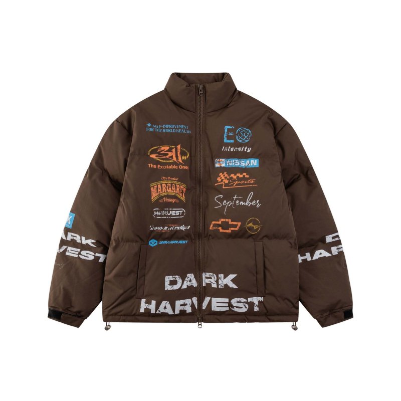 画像8: DARK HARVEST Alphabet Print Stand Collar Down Jacket　ユニセックス 男女兼用アルファベットレターペイント ダウンジャケットコート ジャンパー スタジャン  (8)