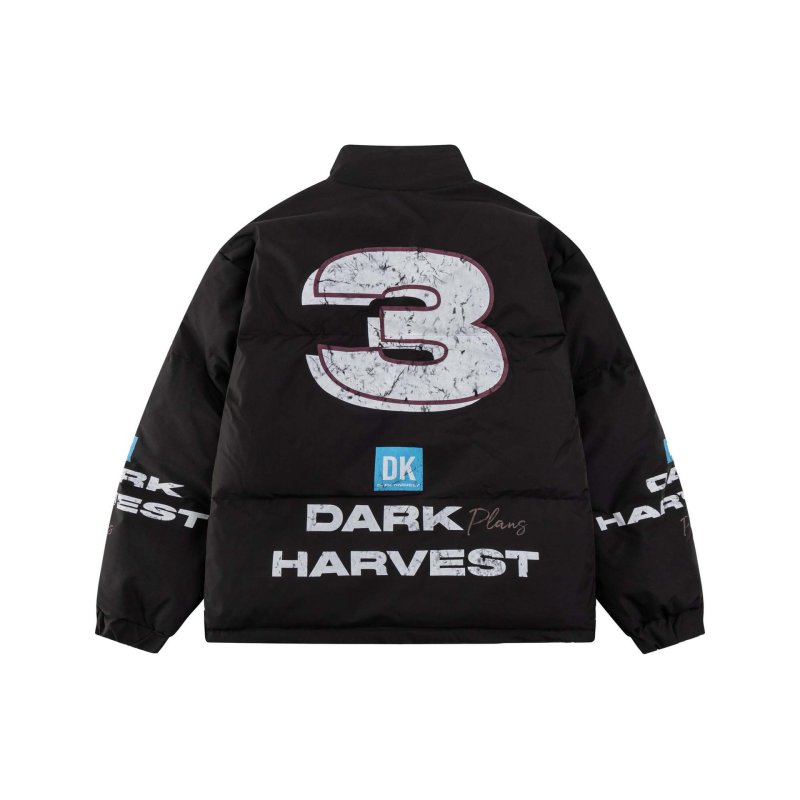 画像5: DARK HARVEST Alphabet Print Stand Collar Down Jacket　ユニセックス 男女兼用アルファベットレターペイント ダウンジャケットコート ジャンパー スタジャン  (5)