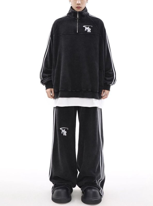 画像5: Unisex Men& Women MR 3Line Stand Collar Sweatsuit jacket and Pants Set  MR3ラインスタンドカラーハーフジップセットアップユニセックス男女兼用 ジャケット＆パンツセット (5)