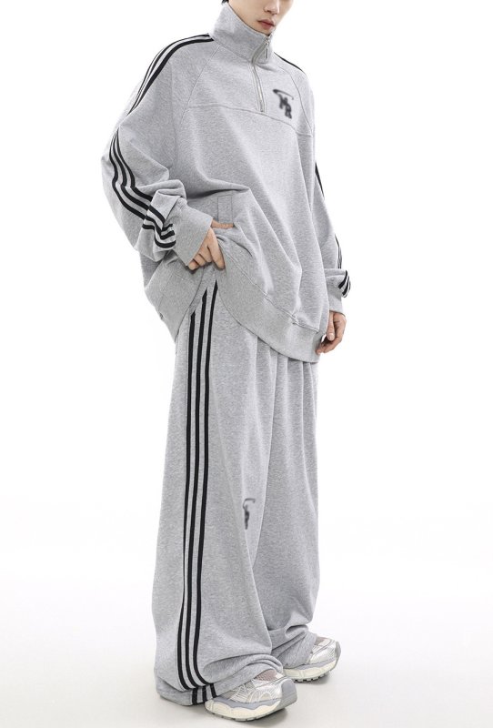 画像7: Unisex Men& Women MR 3Line Stand Collar Sweatsuit jacket and Pants Set  MR3ラインスタンドカラーハーフジップセットアップユニセックス男女兼用 ジャケット＆パンツセット (7)