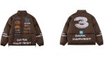 画像1: DARK HARVEST Alphabet Print Stand Collar Down Jacket　ユニセックス 男女兼用アルファベットレターペイント ダウンジャケットコート ジャンパー スタジャン  (1)