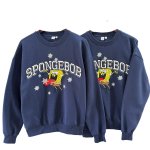 画像1: Spongebob x Crystal Print Round Neck Sweatshirt　 ユニセックス男女兼用 スポンジボブ×クリスタル刺繍 ラウンドネックスウェットトレーナー  (1)