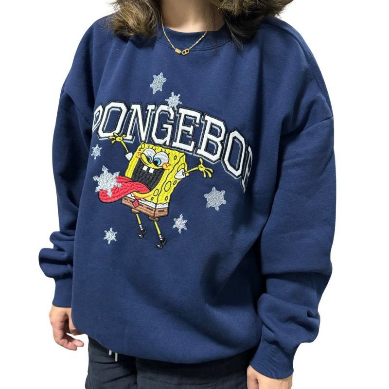 画像2: Spongebob x Crystal Print Round Neck Sweatshirt　 ユニセックス男女兼用 スポンジボブ×クリスタル刺繍 ラウンドネックスウェットトレーナー  (2)