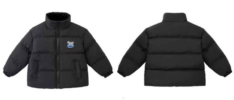 画像4: Unisex Cookie Monster one-point down jacket coat 　ユニセックス 男女兼用クッキーモンスターワンポイントダウンジャケットコート ジャンパー  (4)