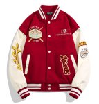 画像5: Heart and logo embroidery baseball uniform jacket blouson ユニセックス 男女兼用 ハート＆ロゴ刺繍 ジャケット スタジアムジャンパー スタジャン ジャケットブルゾン (5)