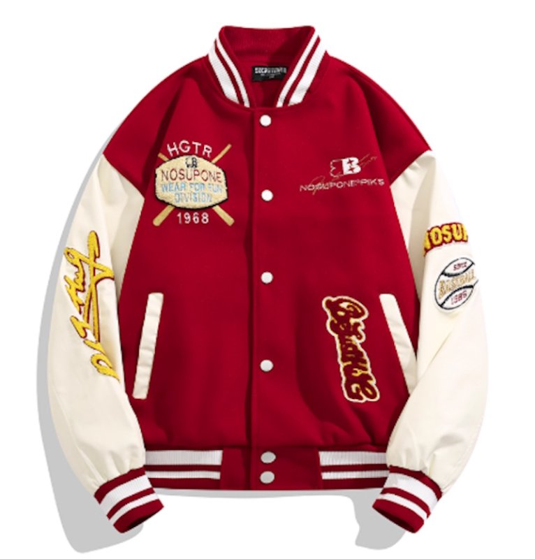 画像5: Heart and logo embroidery baseball uniform jacket blouson ユニセックス 男女兼用 ハート＆ロゴ刺繍 ジャケット スタジアムジャンパー スタジャン ジャケットブルゾン (5)