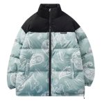 画像1: Unisex Paisley bandana pattern bear down jacket coat　ユニセックス 男女兼用ペイズリーバンダナ柄ベア熊中綿ダウンフーディジャケットコート ジャンパー  (1)