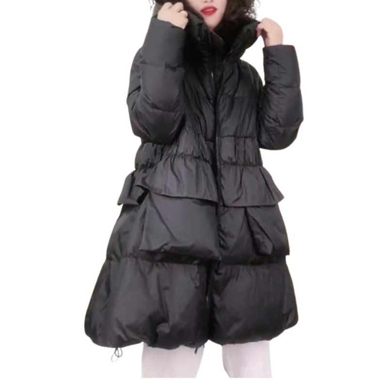 画像2: Long gathered down coat jacket  ユニセックス男女兼用ギャザーダウンロングコートジャケット  (2)