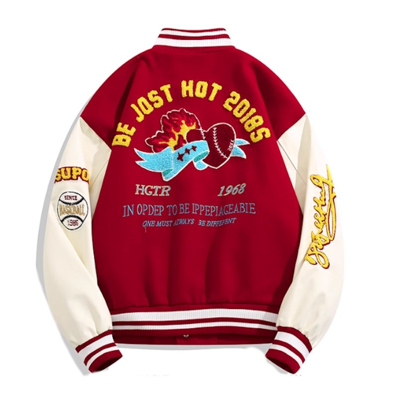 画像3: Heart and logo embroidery baseball uniform jacket blouson ユニセックス 男女兼用 ハート＆ロゴ刺繍 ジャケット スタジアムジャンパー スタジャン ジャケットブルゾン (3)