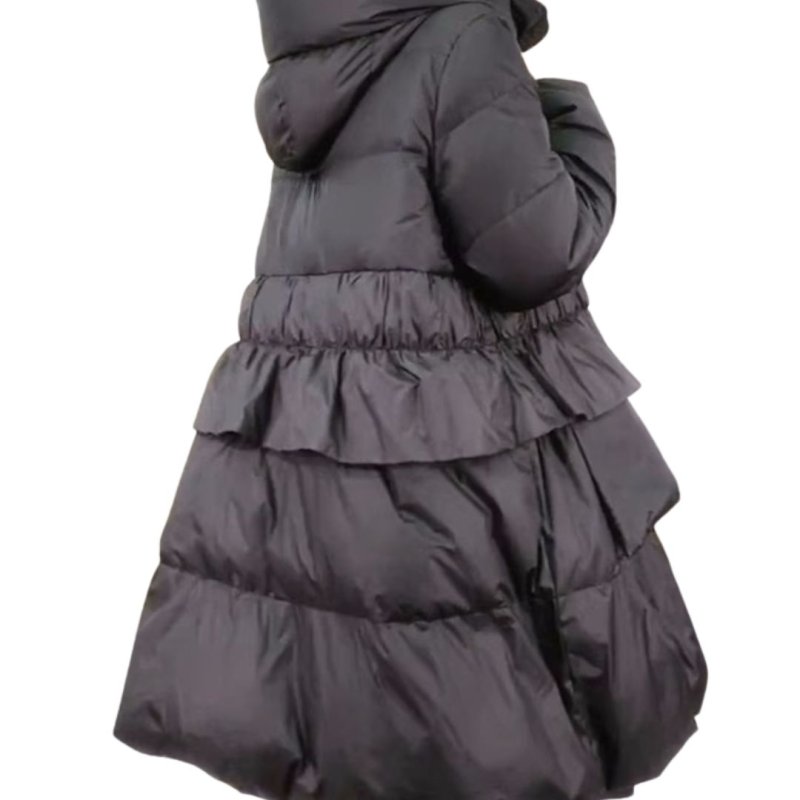 画像1: Long gathered down coat jacket  ユニセックス男女兼用ギャザーダウンロングコートジャケット  (1)