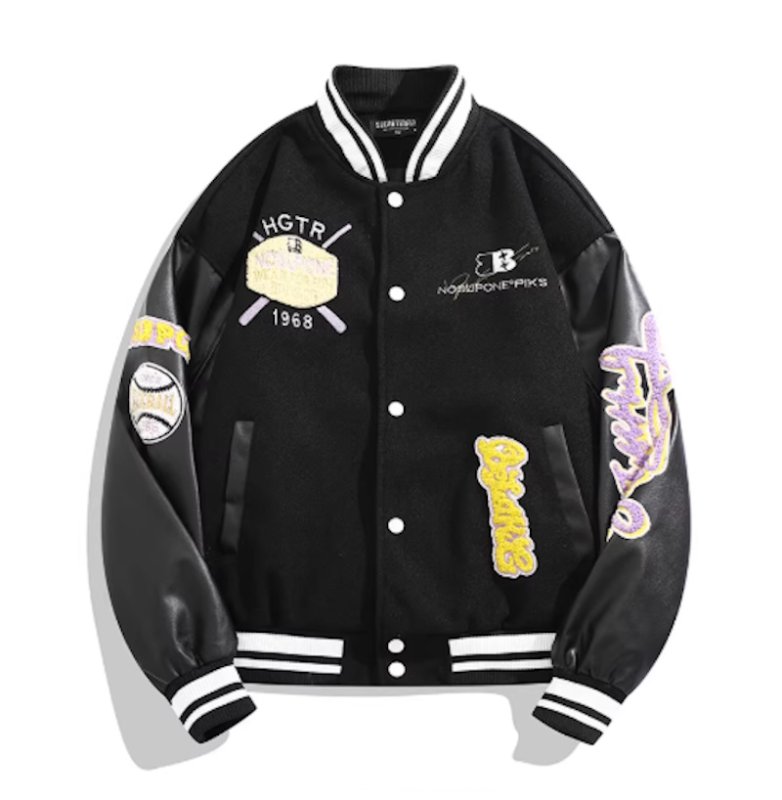 画像6: Heart and logo embroidery baseball uniform jacket blouson ユニセックス 男女兼用 ハート＆ロゴ刺繍 ジャケット スタジアムジャンパー スタジャン ジャケットブルゾン (6)
