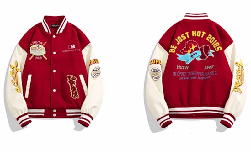 画像1: Heart and logo embroidery baseball uniform jacket blouson ユニセックス 男女兼用 ハート＆ロゴ刺繍 ジャケット スタジアムジャンパー スタジャン ジャケットブルゾン (1)