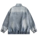 画像2: Unisex  Half-zip stand-up collar washed denim jacket Blouson　ユニセックス 男女兼用ハーフジップスタンドカラーウォッシュデニムジャケット ブルゾン (2)