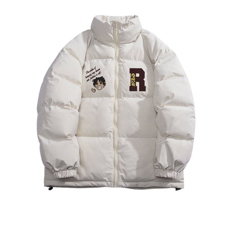 画像3: Unisex Boy & logo print stand collar zip-up down jacket coat  　ユニセックス 男女兼用ボーイ＆ロゴプリント スタンドカラージップアップ ダウンジャケットコート (3)