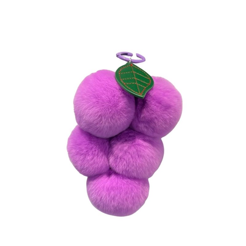 画像2: Rabbit Fur Grape Charm Key Ring Fashion Accessory  　ラビットファーグレープブドウバッグチャームキーホルダーファッションチャーム (2)